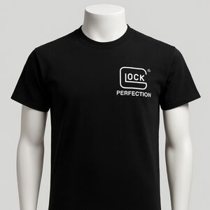 Glock Logo Tee Black (Front) Blue Line Logo (Back) Size Men's XS / Women's S